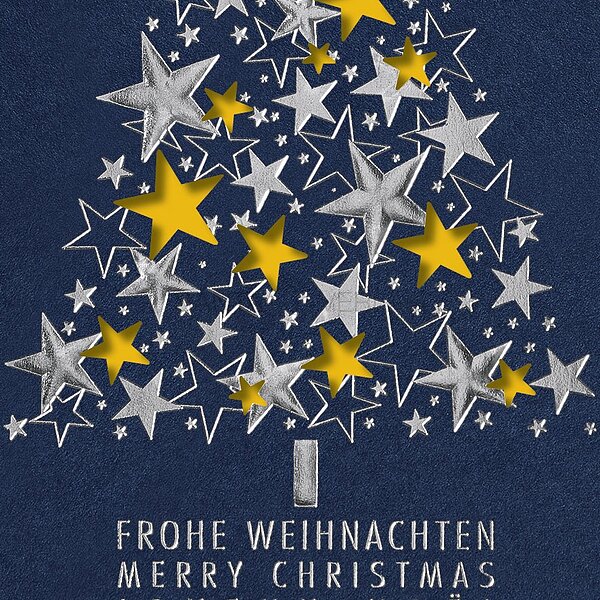 Bild 2 - Funkelnde Sterne gelb (internationale Weihnachtswnsche)