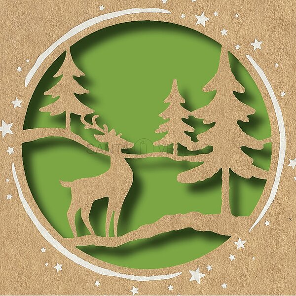 Bild 2 - Hirsch im Wald (stilvolle Weihnachtskarten)