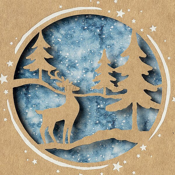 Bild 2 - Hirsch im Wald (stilvolle Weihnachtskarten)