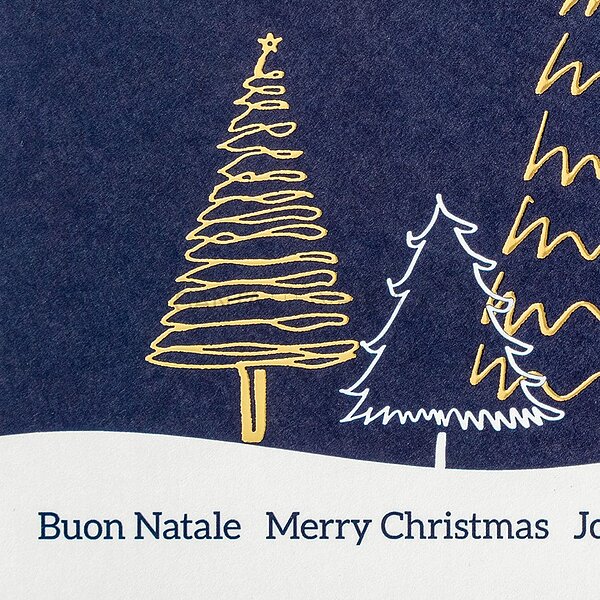 Bild 2 - Tannenbume Goldveredelung (Spendenweihnachtskarte Kindernothilfe Schweiz)