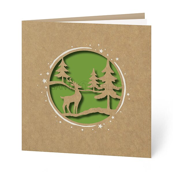 Bild 1 - Hirsch im Wald (stilvolle Weihnachtskarten)