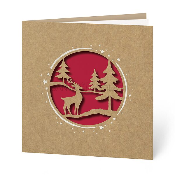 Bild 1 - Hirsch im Wald (stilvolle Weihnachtskarten)
