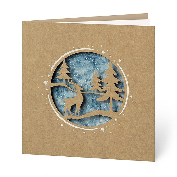 Bild 1 - Hirsch im Wald (stilvolle Weihnachtskarten)