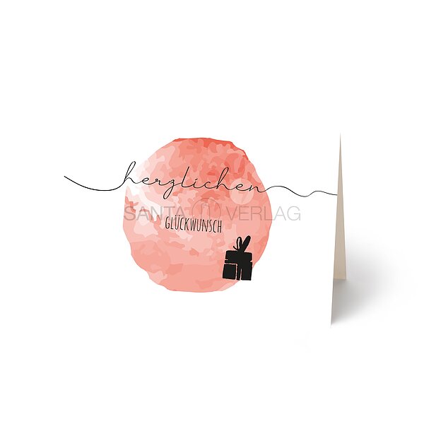 Bild 1 - Glckwunschkarte Aquarell Punkt lachs