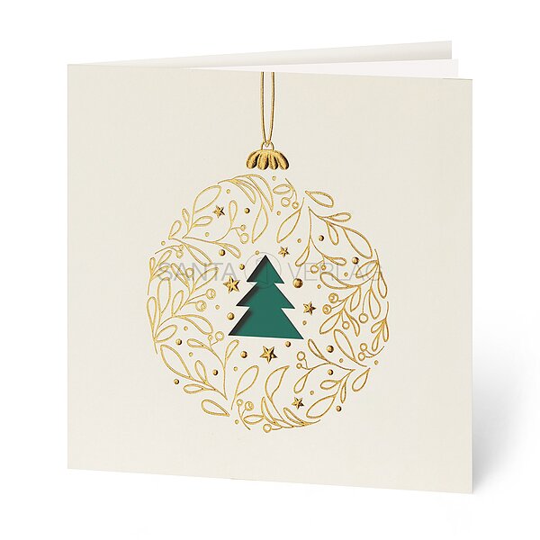 Bild 1 - Goldkugel dunkelgr�n (stilvolle Weihnachtskarten)