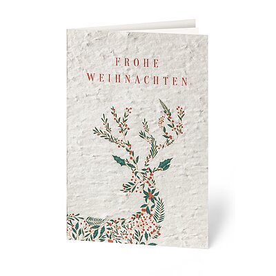 Grner Hirsch (Samenpapier Weihnachtskarte)