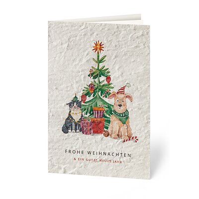 Fellfreunde (Samenpapier Weihnachtskarte)