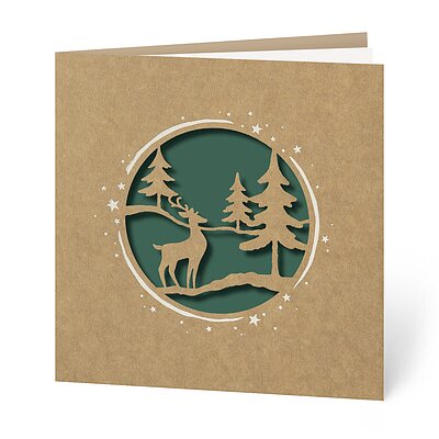 Hirsch im Wald (stilvolle Weihnachtskarten)
